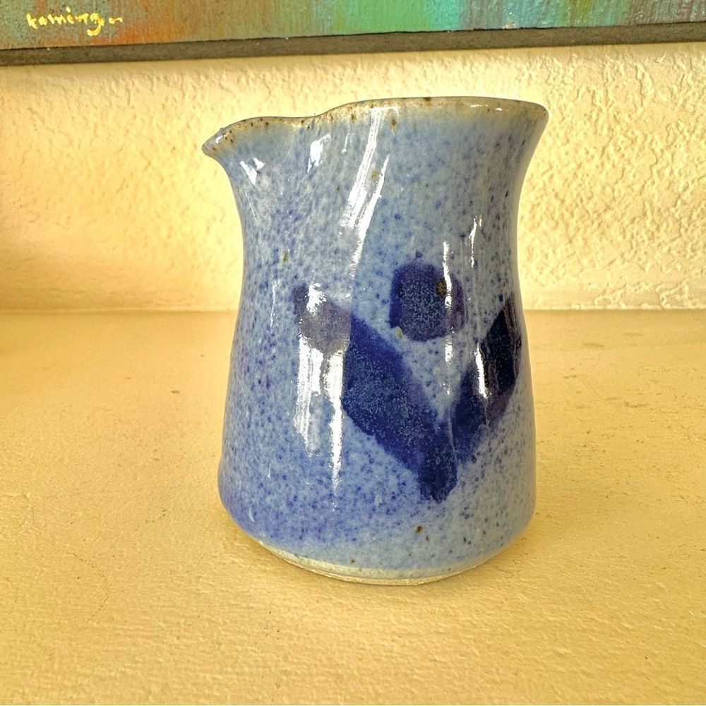 Karl Sporck blue hand thrown pottery blue glazed creamer